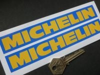 Michelin Deep Yellow Text on Blue Oblong Stickers. 6.5" Pair.