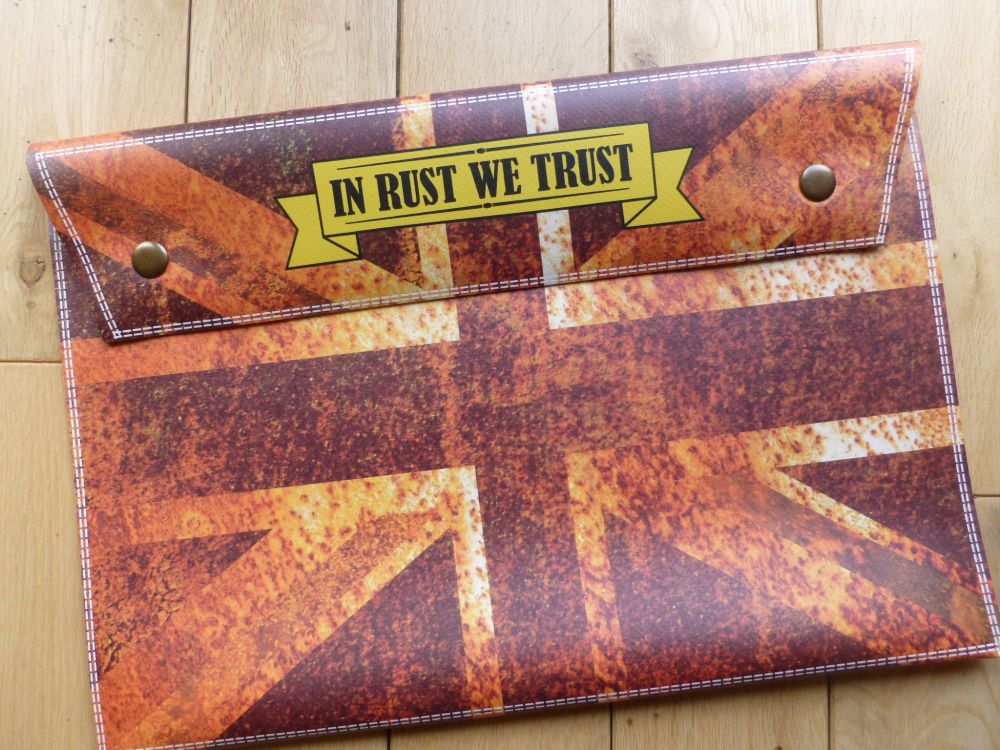 Rusty Union Jack Style Document Holder Bag - In Rust We Trust  - A4