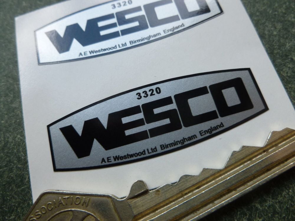 Wesco 3320 Birmingham, England, Oil Can Stickers - 45mm Pair