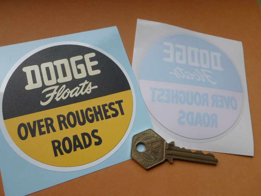 Dodge 'Floats Over Roughest Roads' Window or Body Sticker. 3.5".