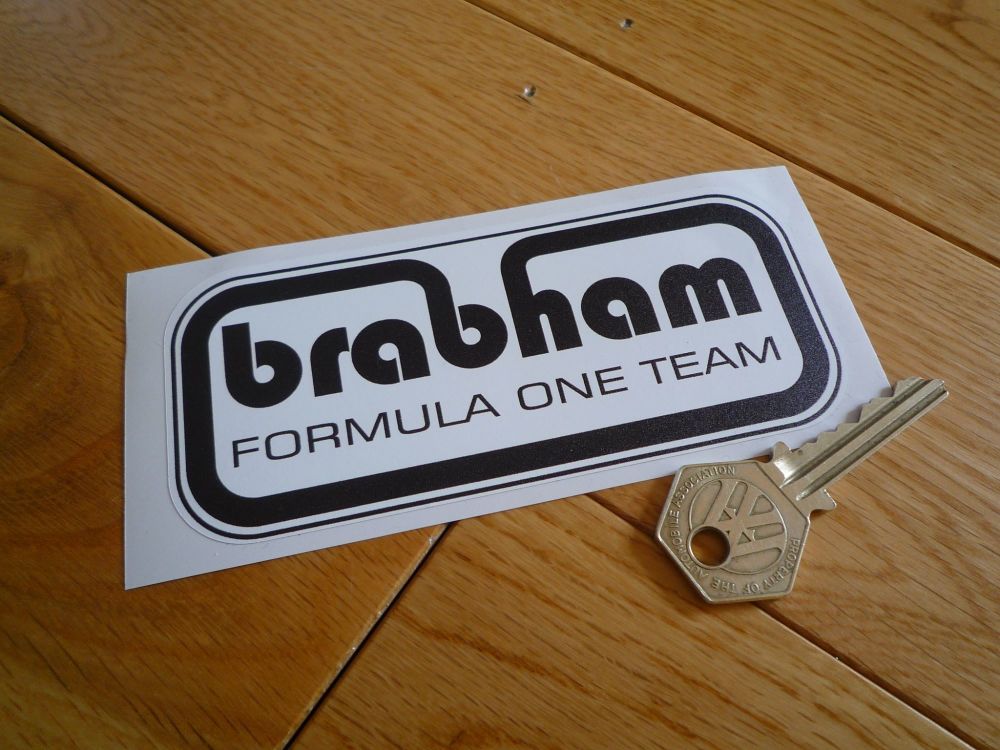 Brabham Formula One Team Black & White Sticker. 5".