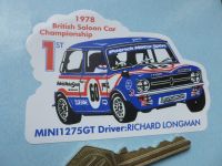 Mini 1275GT 1978 British Saloon Car Championship Sticker. 4".