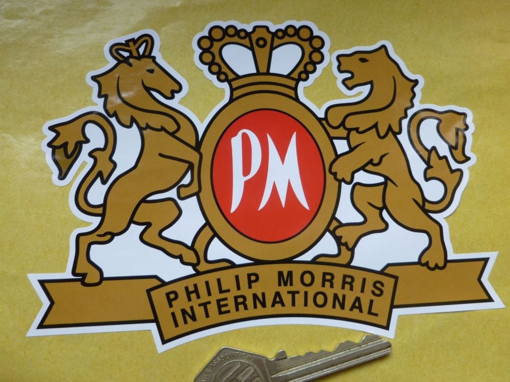 Philip Morris International Crest Shaped Sticker. 6".