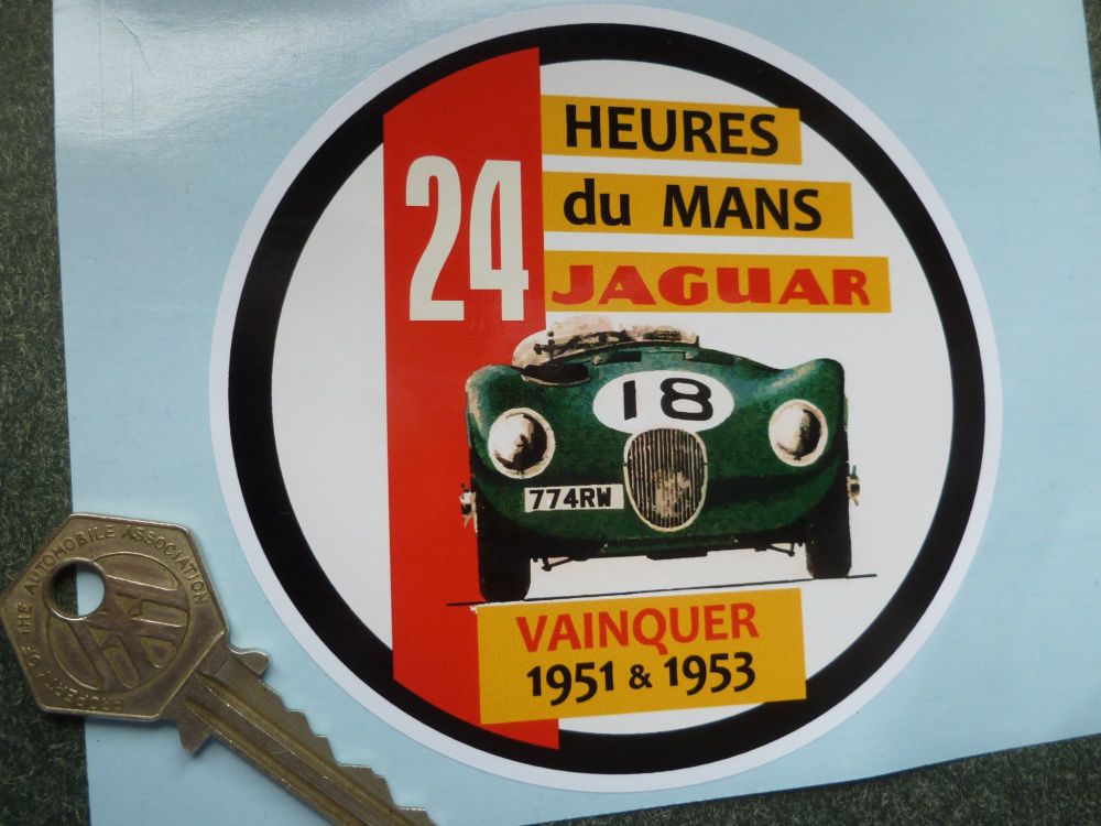 Jaguar 'C' Type LeMans 1951 & 1953 Sticker. 4.5".