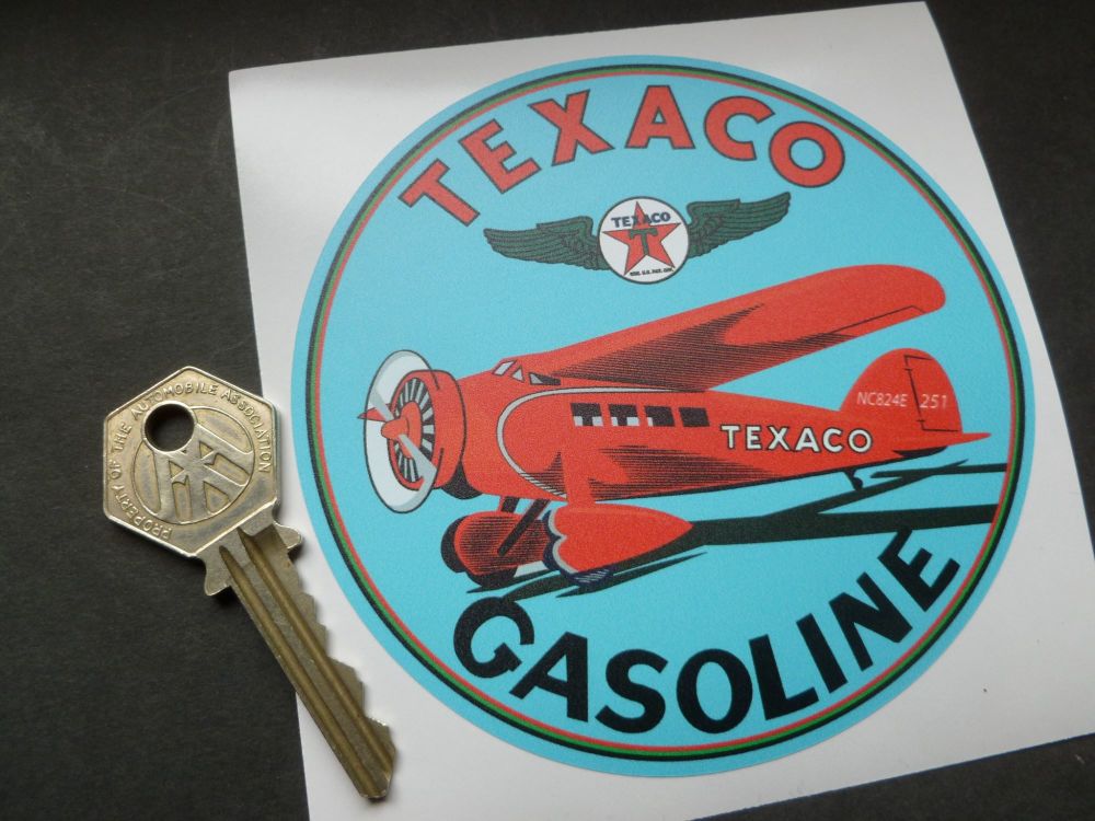 Texaco Gasoline Aircraft Circular Sticker. 4".