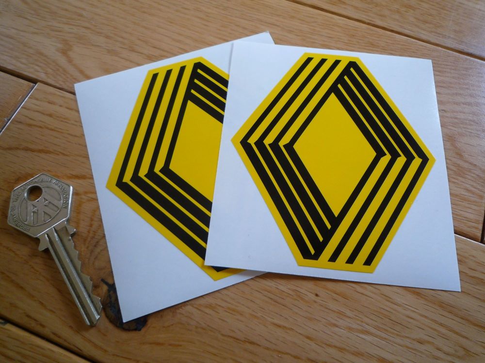 Renault Plain Diamond Stickers. 4" Pair.