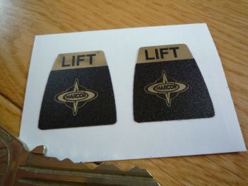 Marcos Kangol Style Seat Belts Lift Shaped Stickers. 1" Pair.