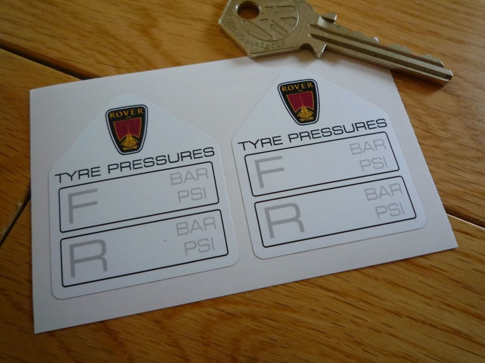 Rover Tyre Pressure Stickers. 1.75" Pair.