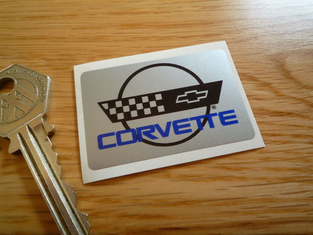 Corvette Small Oblong Logo Sticker. 2".