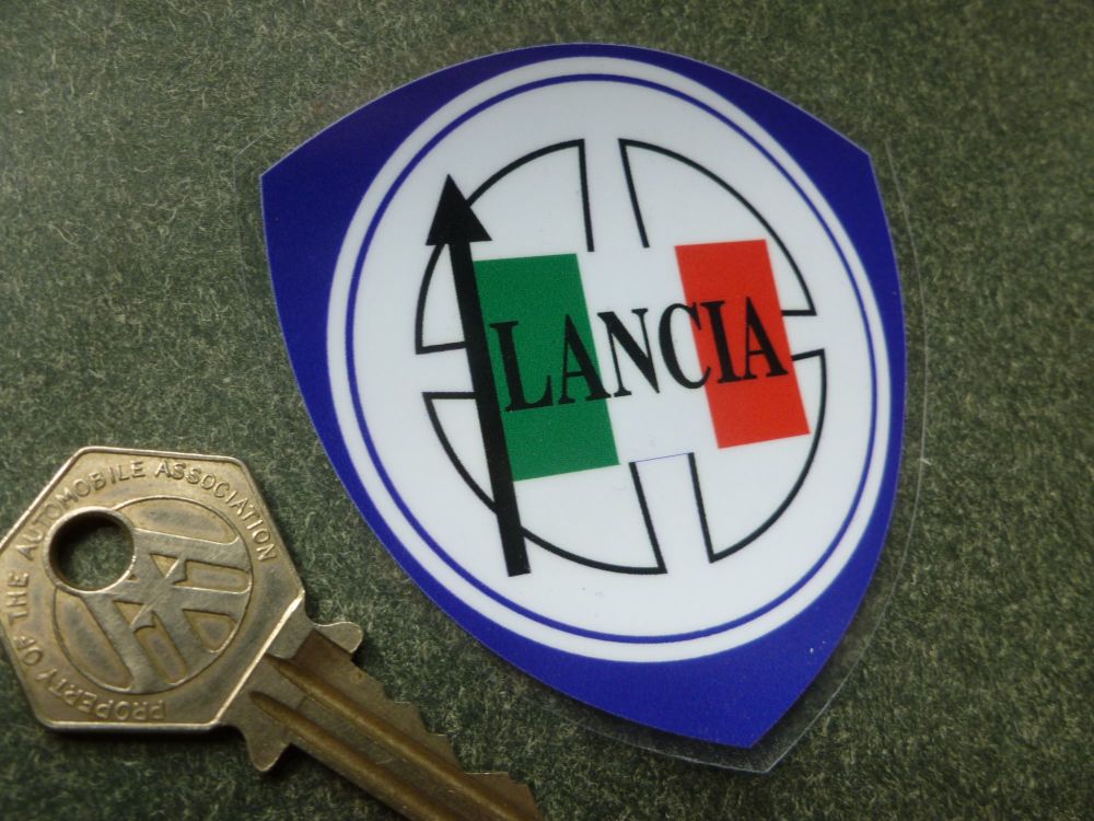 Lancia Logo Tricolore Flag Style Window Sticker. 3".