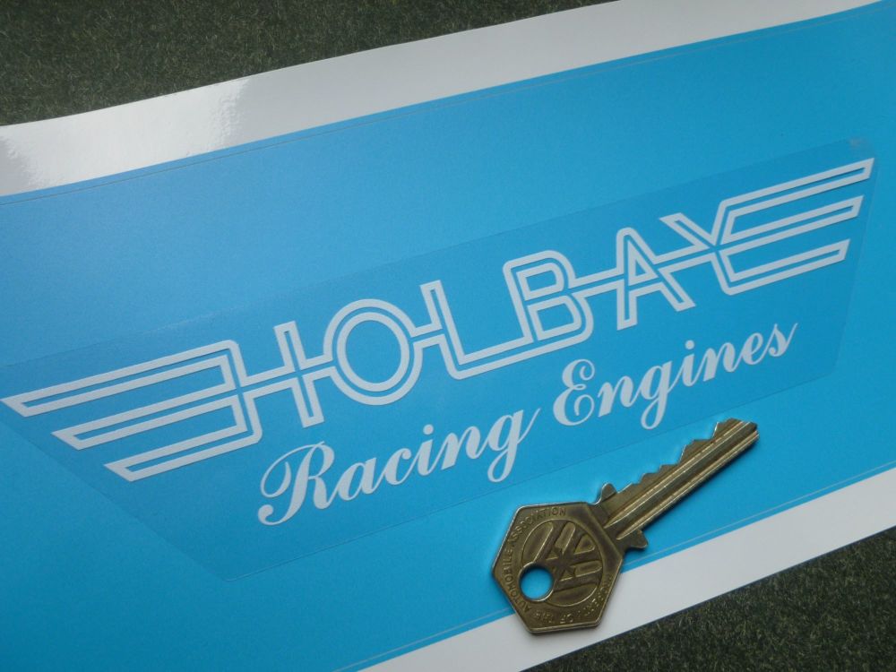 Holbay Racing Engines Clear & White Window or Car Body Sticker. 7.5".