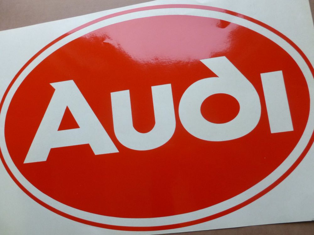 Audi Cut Vinyl Red Oval Sticker. 17.5