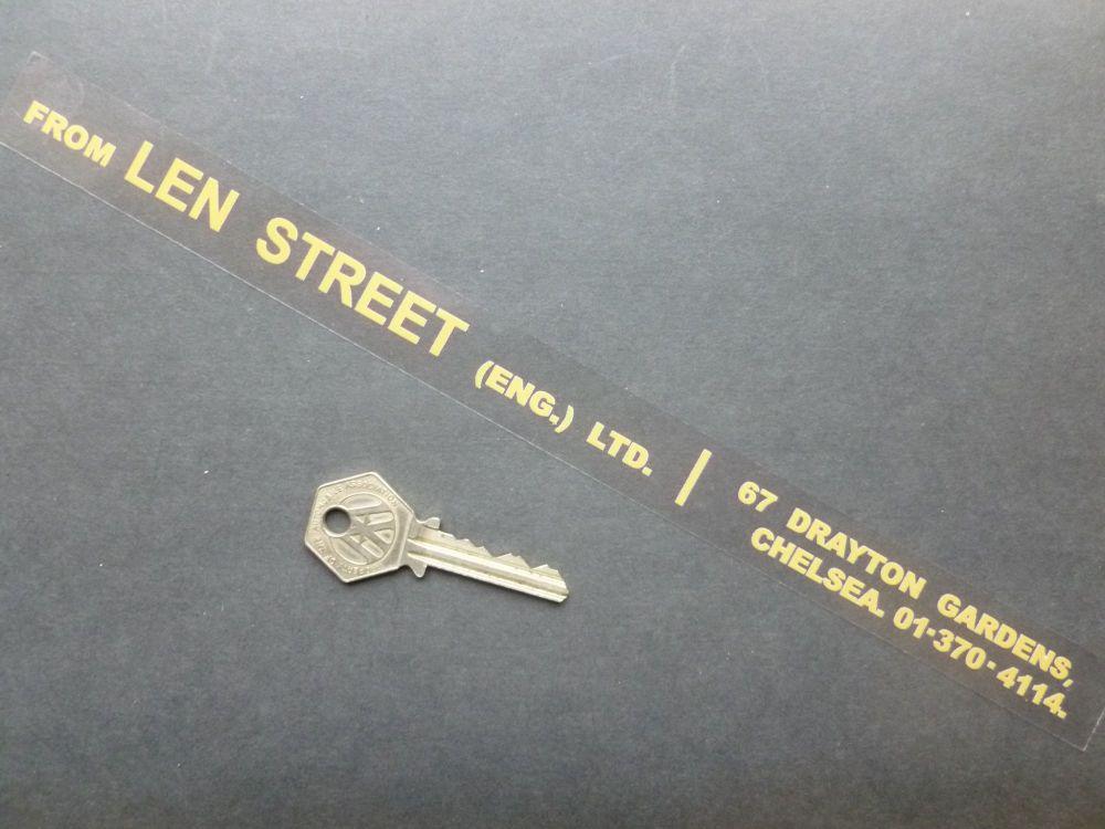 Len Street (Engineering) Ltd Chelsea Lotus, Alfa, Lancia & Fiat Dealer Sticker. 12".
