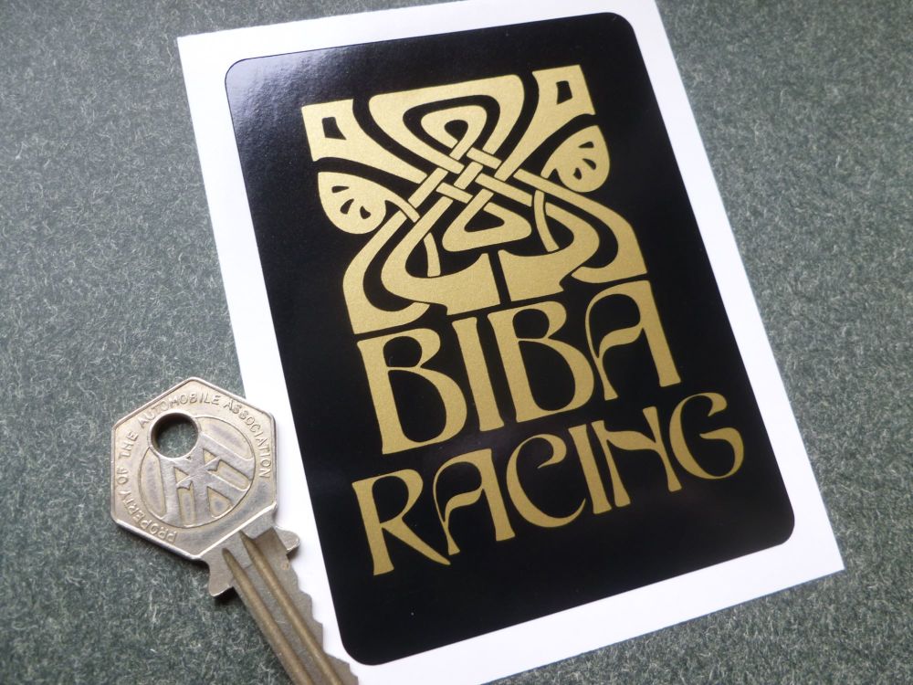 BIBA Racing Black & Gold Sticker. 4" x 3".