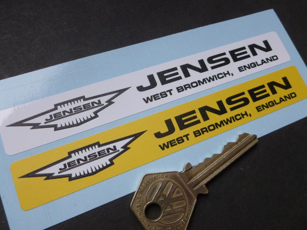 Jensen West Bromwich Number Plate Dealer Logo Cover Stickers. 5.5" Pair.