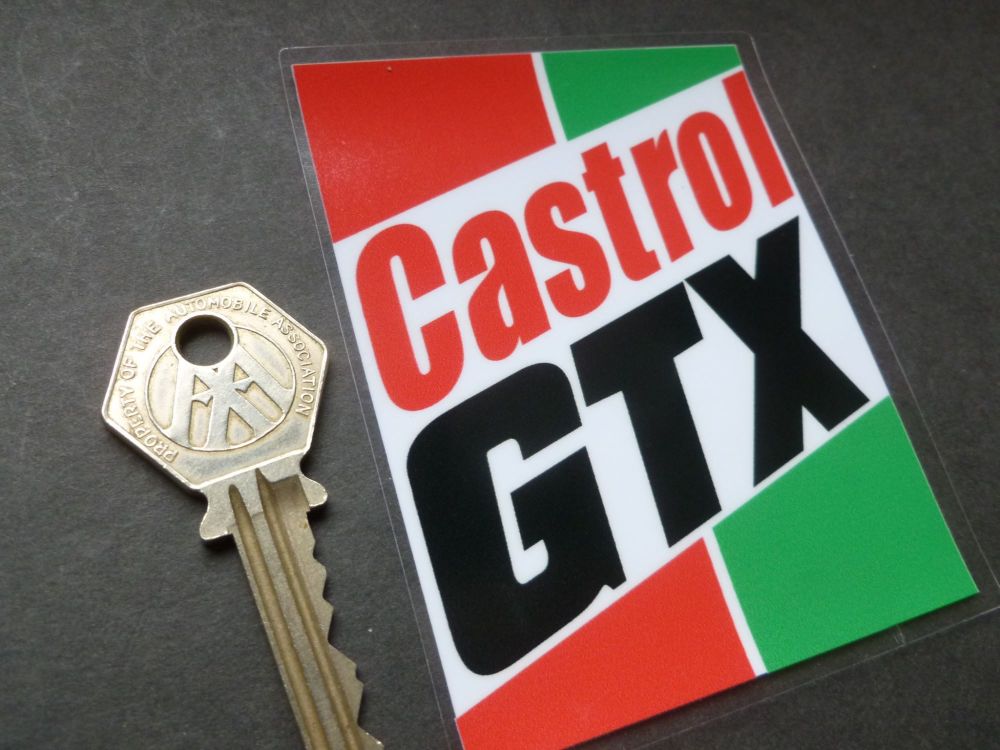 Castrol GTX Classic 70's Motor Oil Oblong Window Sticker. 3.75".