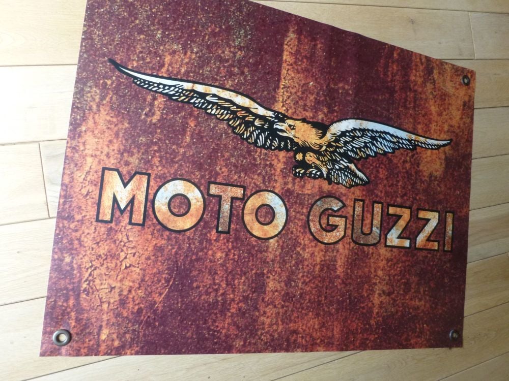 Moto Guzzi Rust Effect Banner Art. 26" x 20".