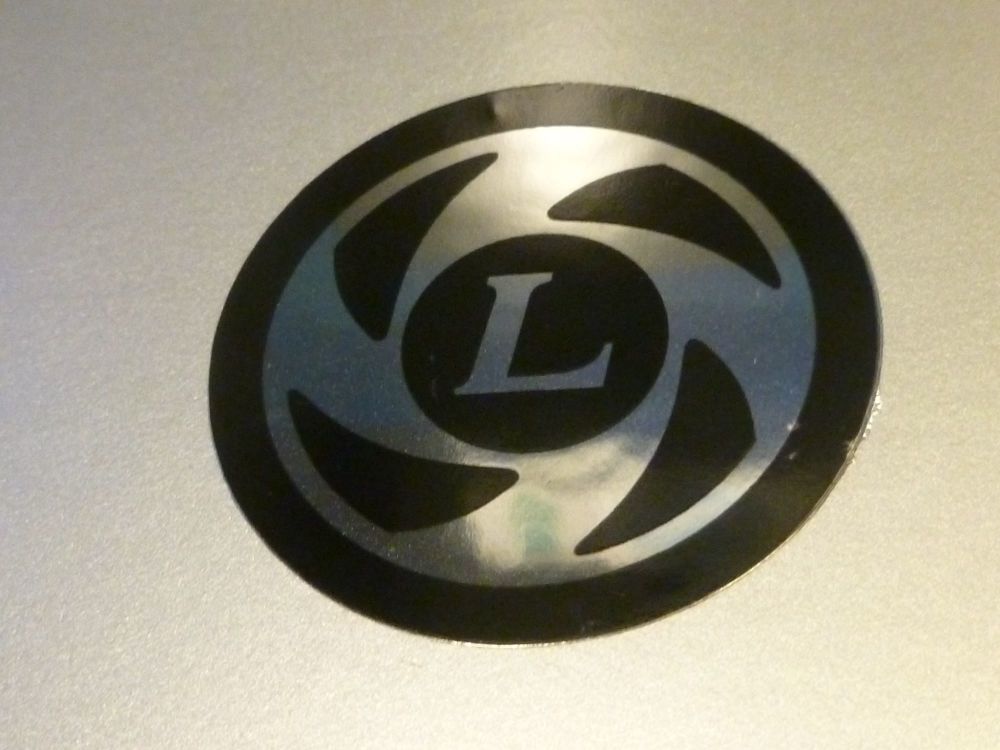 British Leyland Circular Turbine  'L' Logo Chrome & Black Sticker. 34.9mm