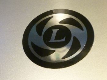 British Leyland Circular Turbine 'L' Logo Chrome & Black Sticker. 35mm.