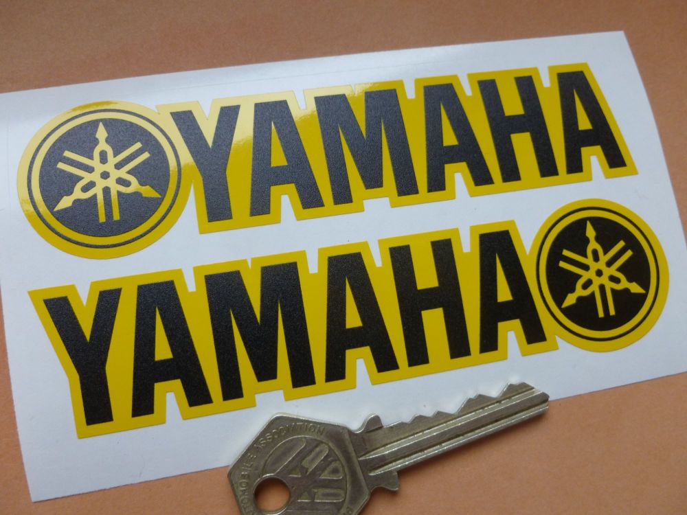 Yamaha Oblong Shaped and Handed Black & Yellow Stickers. 5