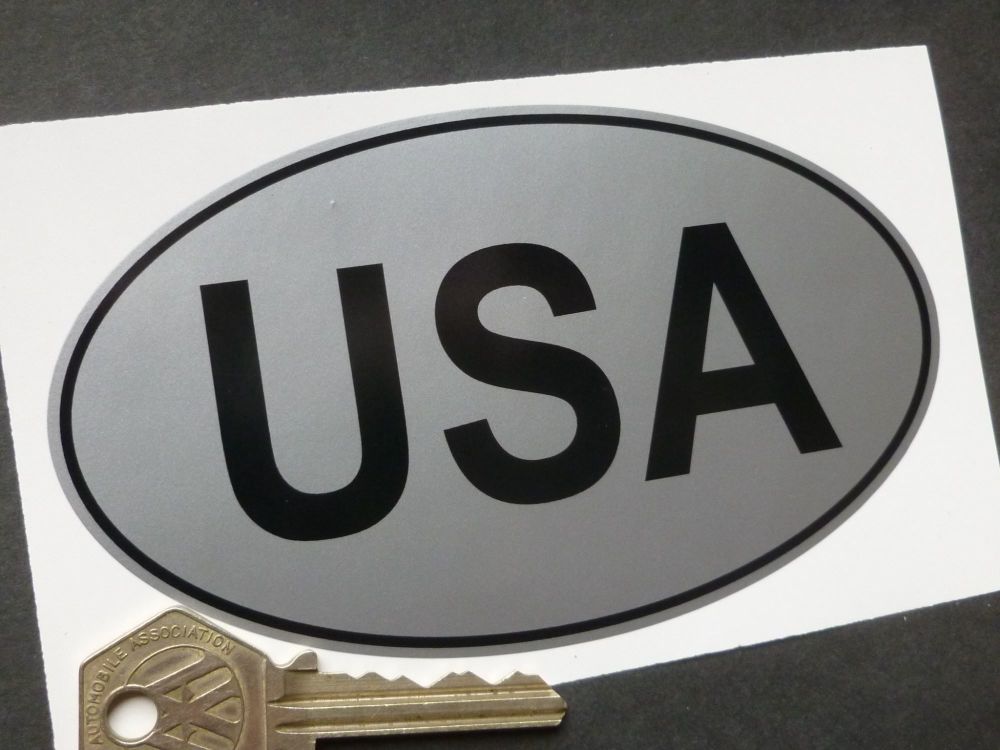 USA Black text on Silver background ID Plate Sticker. 5