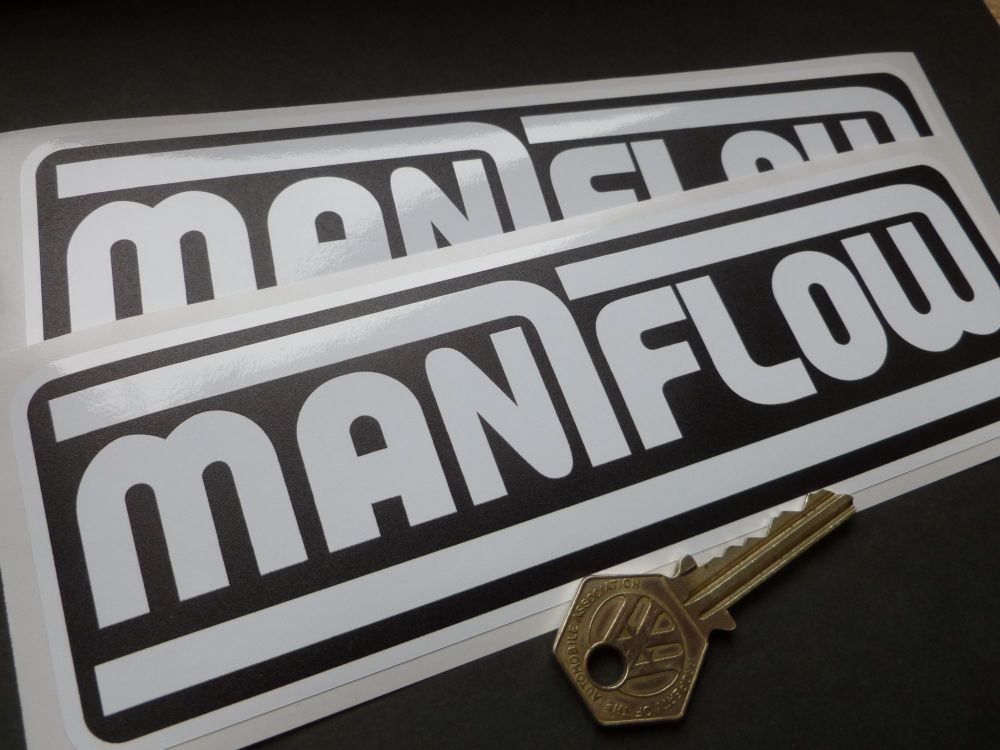 Maniflow Black & White Stickers. 8" Pair.