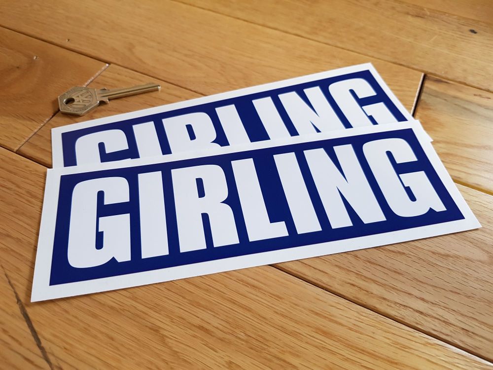 Girling GT40 Style Blue & White Close Cut Oblong Stickers. 8
