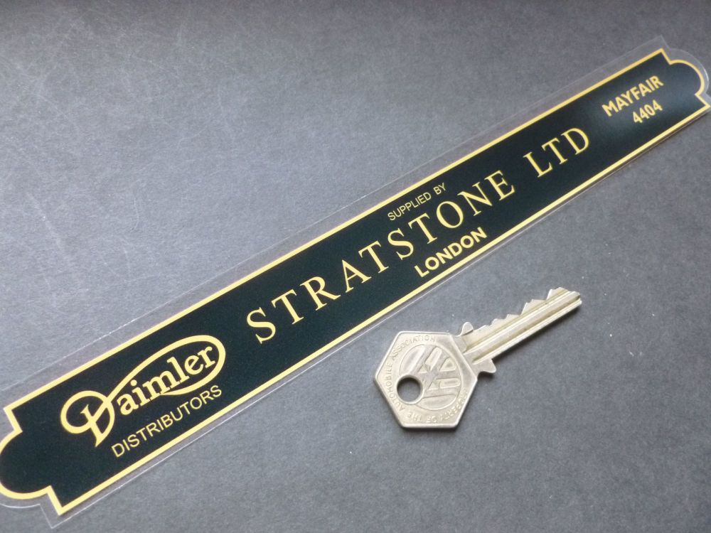 Stratstone Ltd London Daimler Dealer Shaped Oblong Window Sticker. 10".