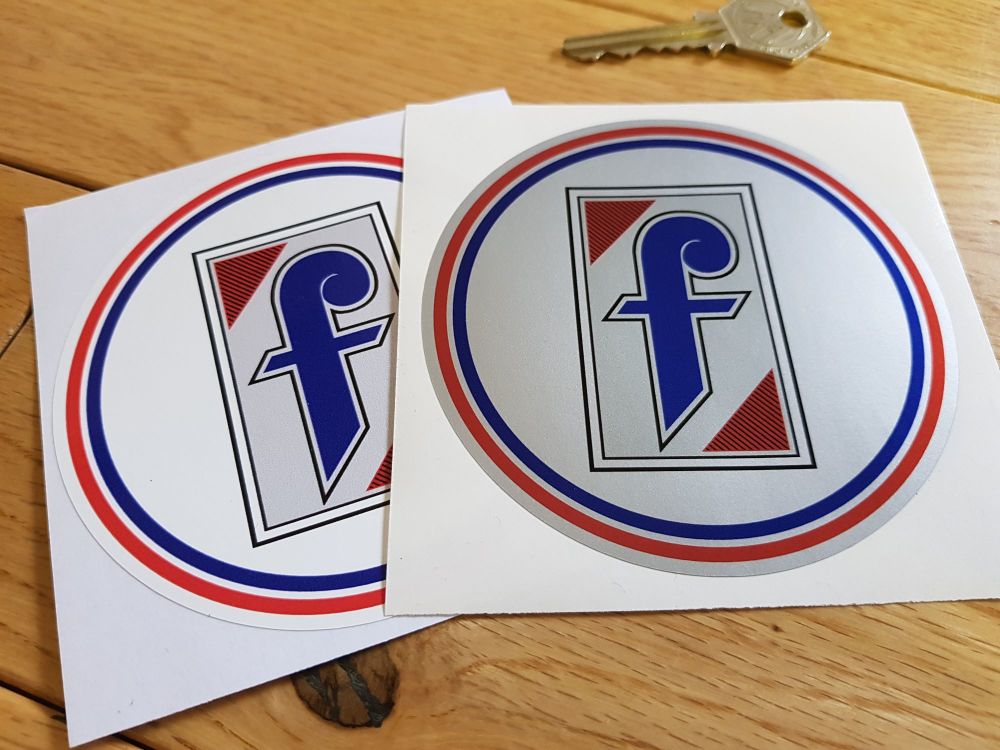 Pininfarina Circular Logo Stickers. White or Silver Background. 4