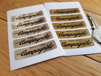 Campagnolo Made In Italy Wheel Stickers Set of 5. Black on Gold or Silver Foil. 2.25