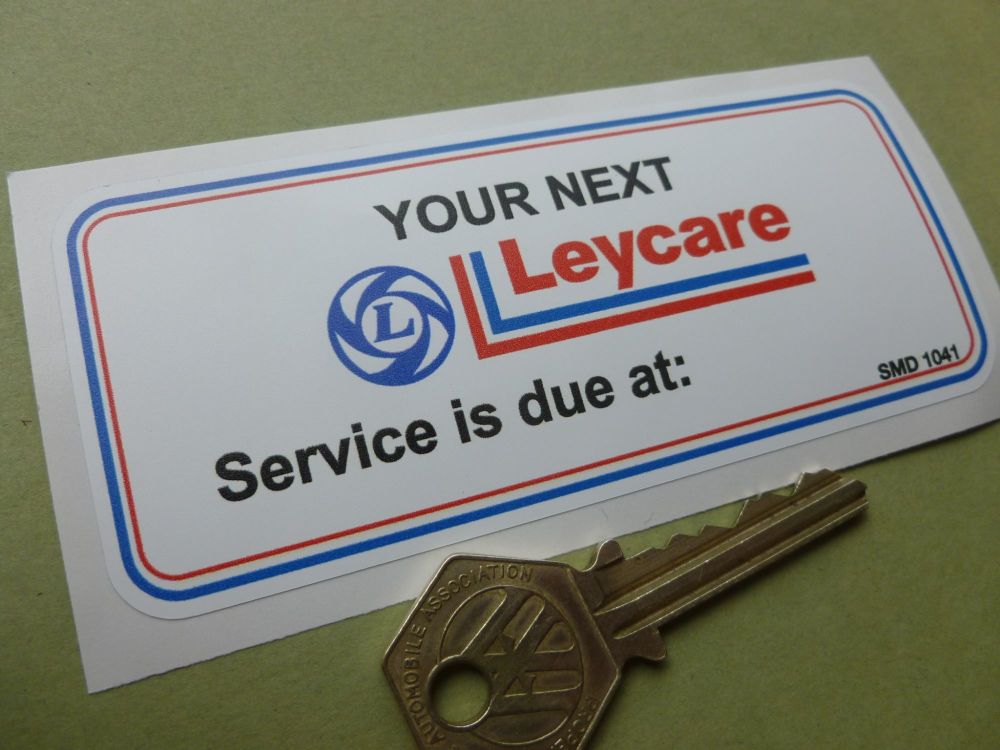 Leycare British Leyland BL 'Service is Due At' Service Sticker. 4.5".