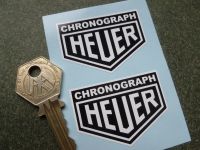 Heuer Chronograph Black & White Stickers. 2" Pair.