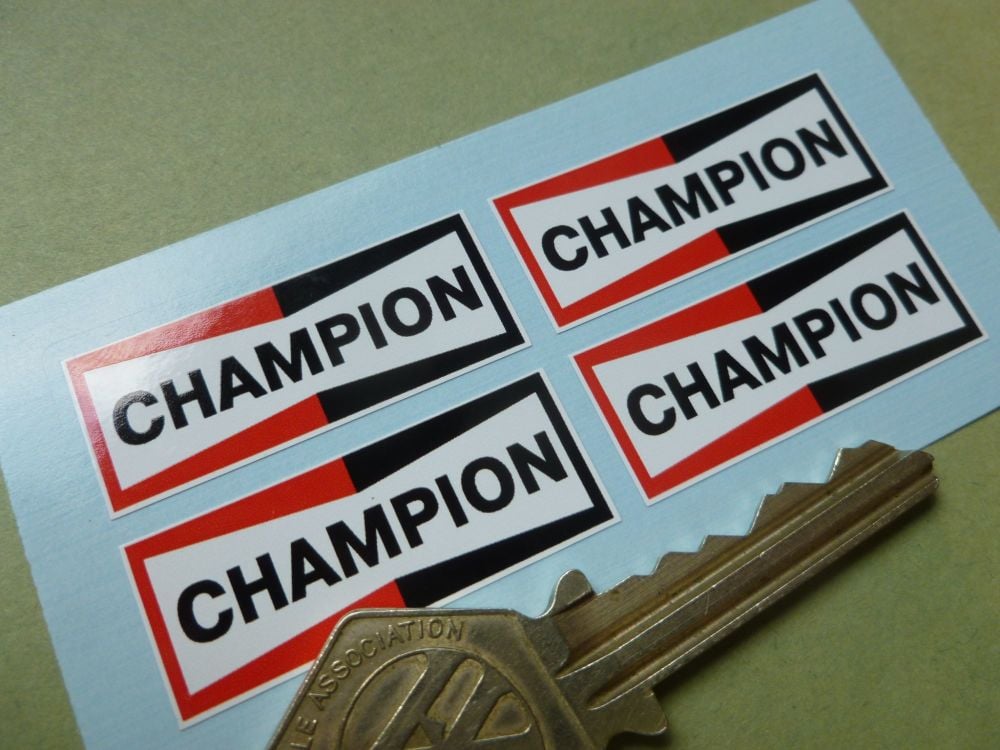 Champion Spark Plugs Small Oblong Stickers. 1.5". Set of 4