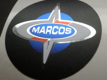 Marcos Logo Colour and Chrome Style Sticker. 69mm.