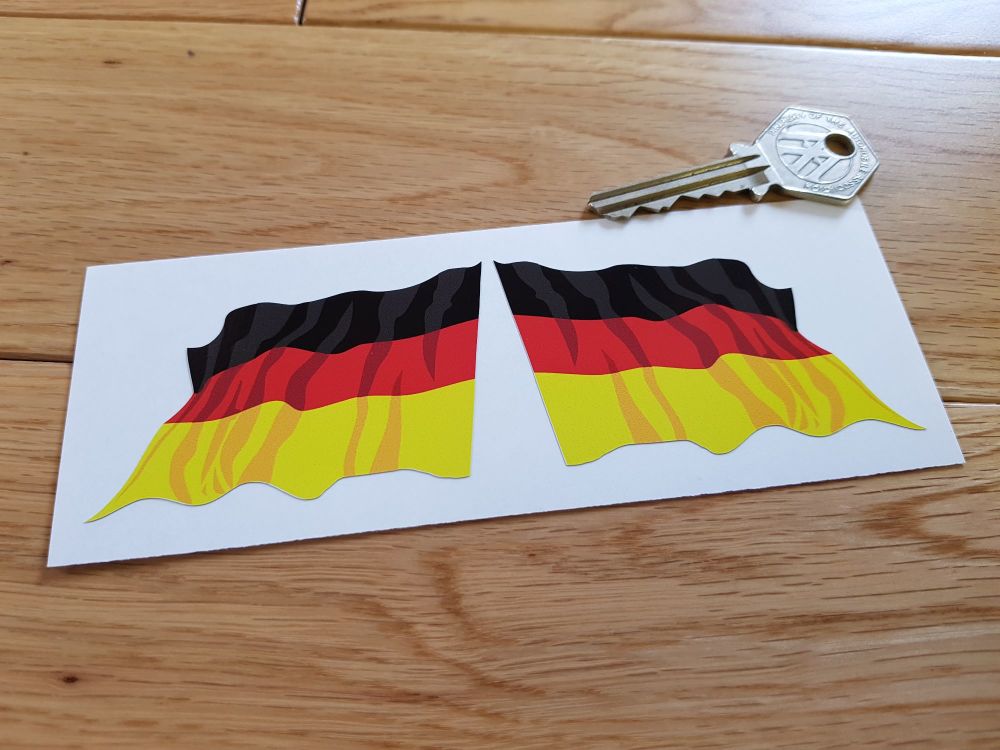 German Wavy Flag Stickers. 45mm or 70mm Pair