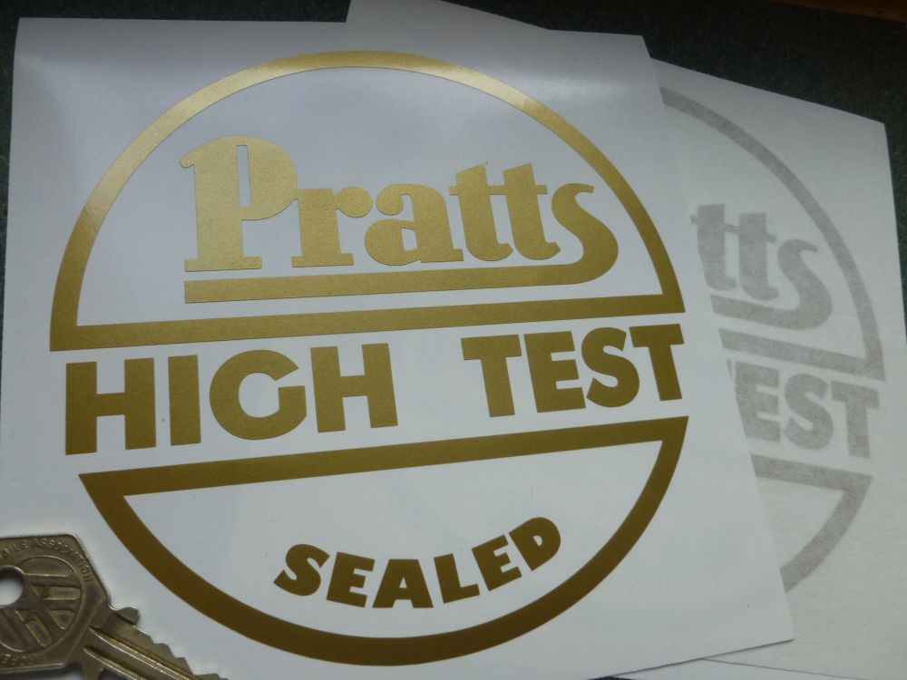 Pratts High Test Sealed Circular Black & Gold printed Sticker. 6
