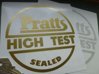 Pratts High Test Sealed Circular Gold Cut Vinyl Sticker. 5.5".