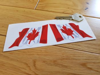 Canadian Wavy Flag Stickers. 2" or 3" Pair.