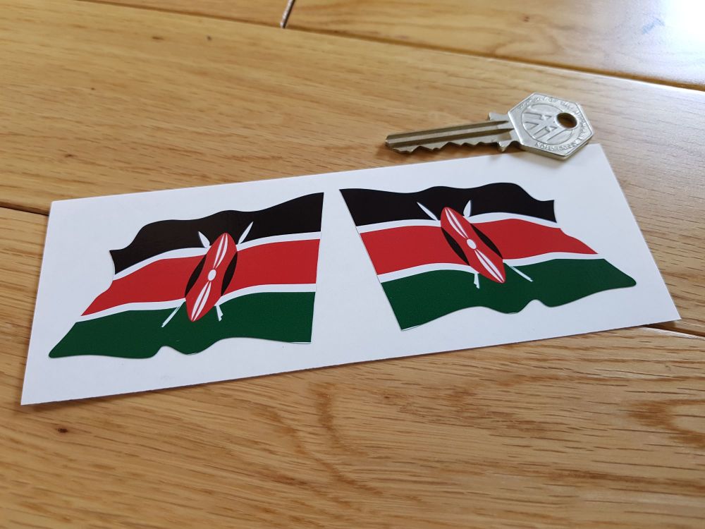 Kenyan Flag Wavy Flag of Kenya Stickers. 3