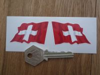 Swiss Wavy Flags. Handed 2" Pair.