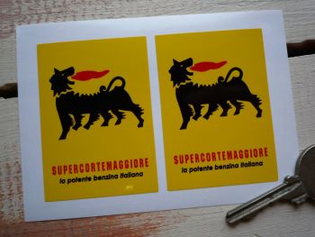Supercortemaggiore 'benzina Italiana' Stickers. 2.5" Pair.
