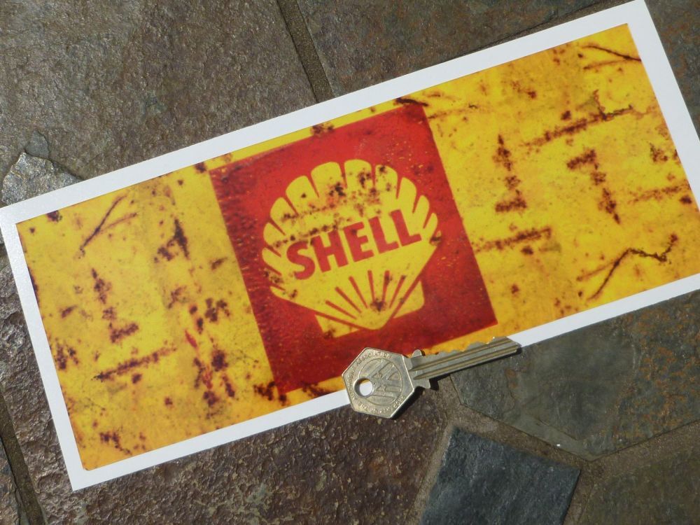 Shell Can Wrap Distressed Old Rusty Short Style Oblong Sticker - 9.5"