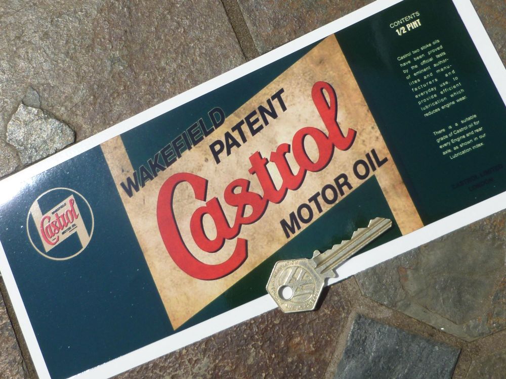 Castrol Wakefield Can-Wrap Distressed old rusty style Oblong Sticker 9.5