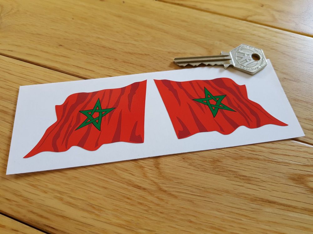 Moroccan Flag Wavy Flag of Morocco Stickers. 3