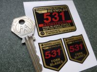 Reynolds 531 Red Professional Frame and Fork Blades Stickers. Set of 3.