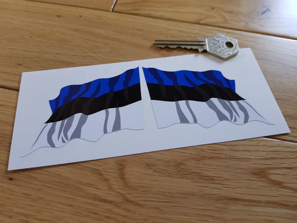 Estonian Flag Wavy Flag of Estonia Stickers. 3" Pair.