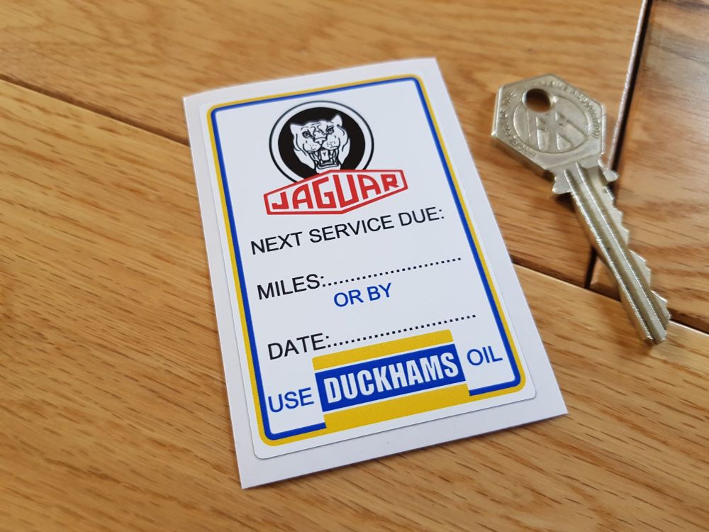 Jaguar 'Next Service Due' Duckhams Service Sticker. 3".