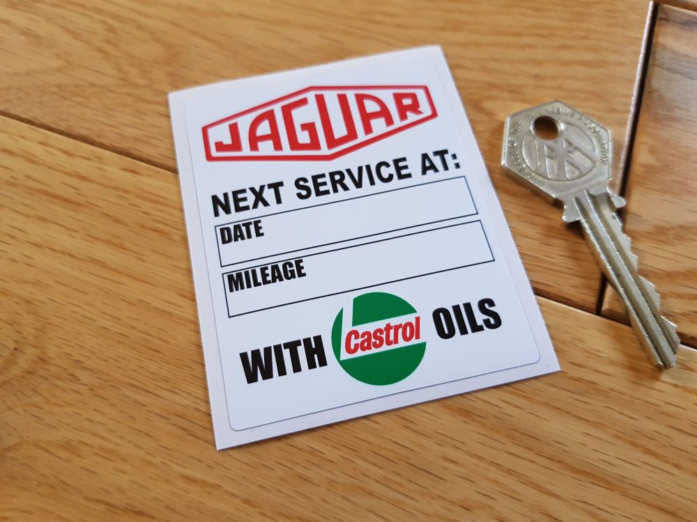 Jaguar 'With Castrol Oils' Service Sticker. 3".
