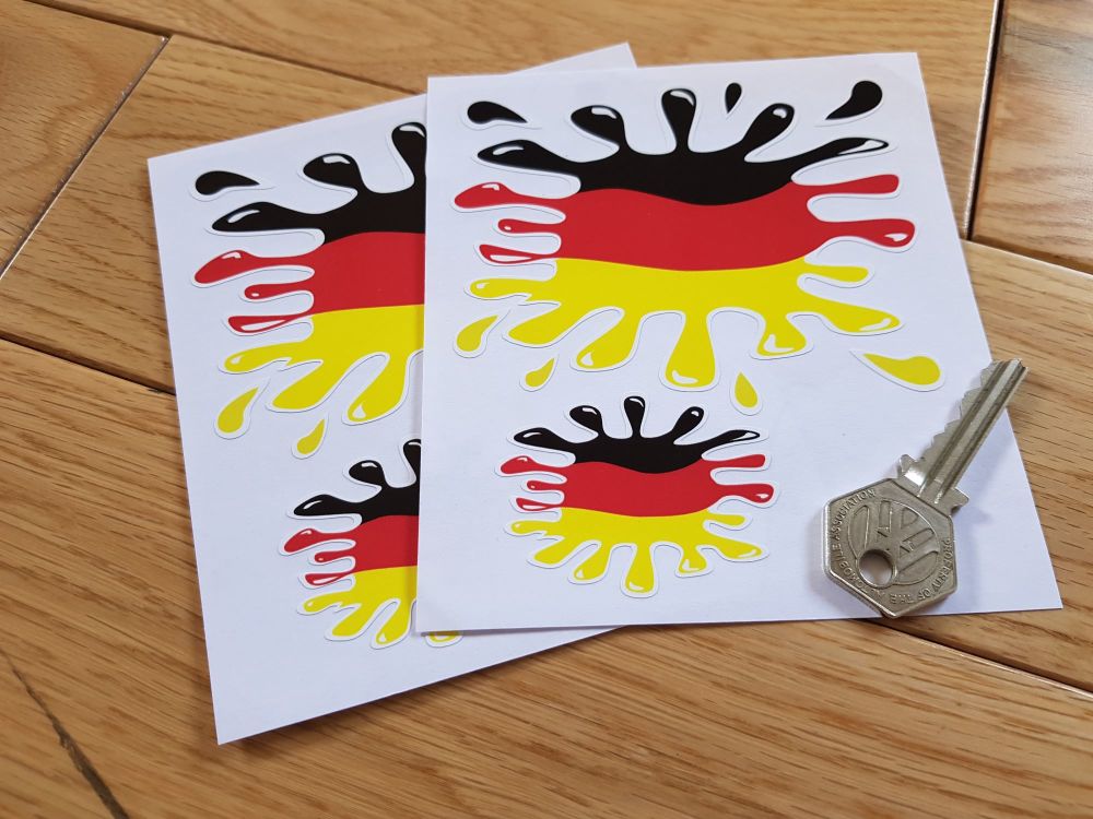 German Flag Splat Style Stickers. Set of 4.