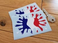 French Flag Splat Style Stickers. 4" Pair.